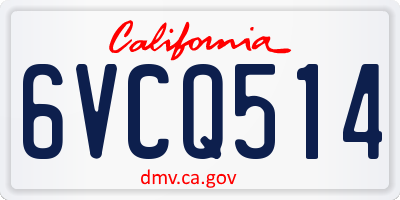 CA license plate 6VCQ514