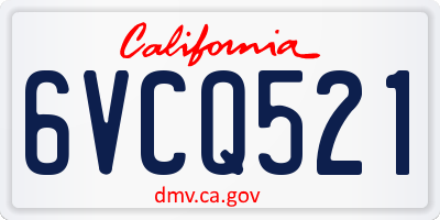 CA license plate 6VCQ521