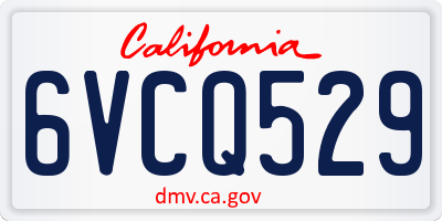 CA license plate 6VCQ529