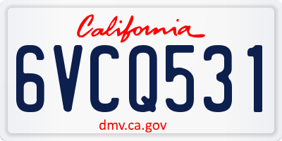 CA license plate 6VCQ531