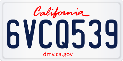 CA license plate 6VCQ539