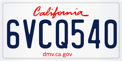 CA license plate 6VCQ540