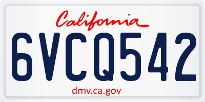 CA license plate 6VCQ542