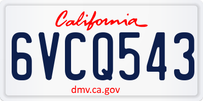 CA license plate 6VCQ543