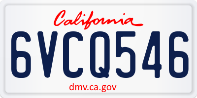 CA license plate 6VCQ546