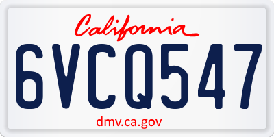 CA license plate 6VCQ547