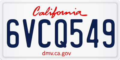 CA license plate 6VCQ549