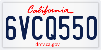 CA license plate 6VCQ550