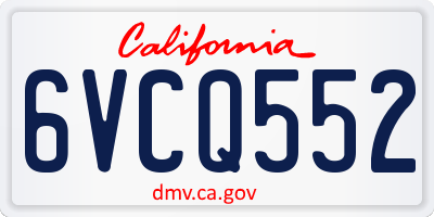 CA license plate 6VCQ552