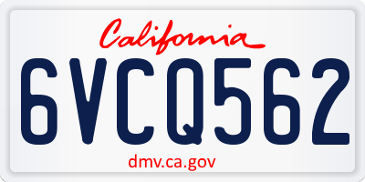 CA license plate 6VCQ562