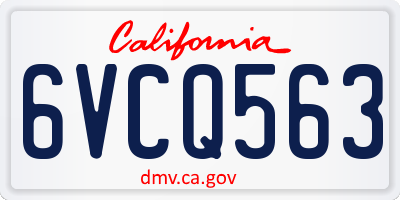 CA license plate 6VCQ563