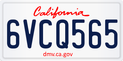 CA license plate 6VCQ565