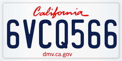 CA license plate 6VCQ566