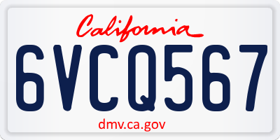 CA license plate 6VCQ567