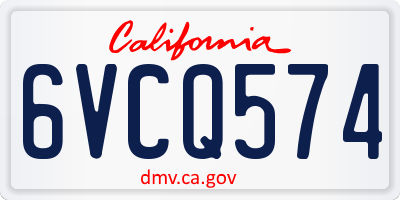 CA license plate 6VCQ574