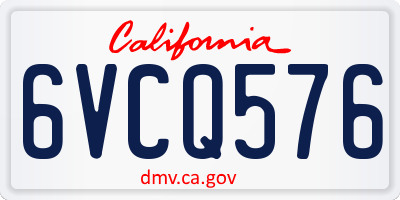 CA license plate 6VCQ576