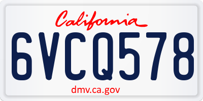 CA license plate 6VCQ578