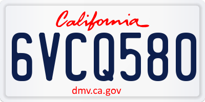 CA license plate 6VCQ580