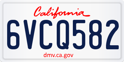 CA license plate 6VCQ582