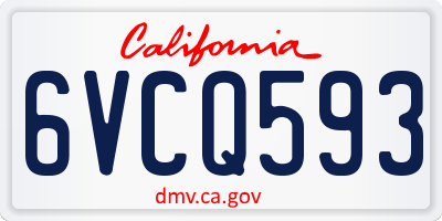 CA license plate 6VCQ593