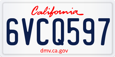 CA license plate 6VCQ597