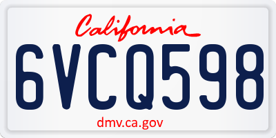 CA license plate 6VCQ598