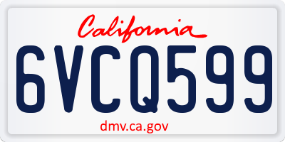 CA license plate 6VCQ599