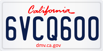 CA license plate 6VCQ600