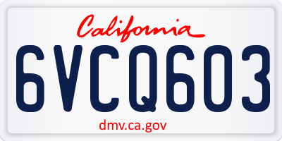 CA license plate 6VCQ603