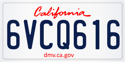 CA license plate 6VCQ616
