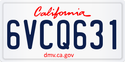 CA license plate 6VCQ631