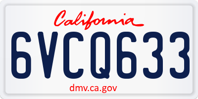 CA license plate 6VCQ633