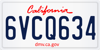 CA license plate 6VCQ634