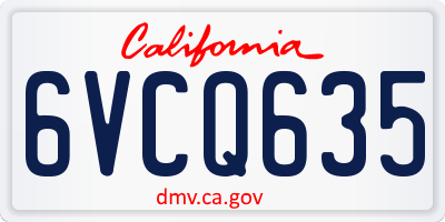 CA license plate 6VCQ635