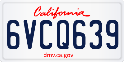 CA license plate 6VCQ639