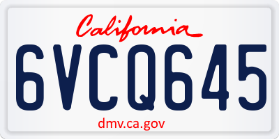 CA license plate 6VCQ645