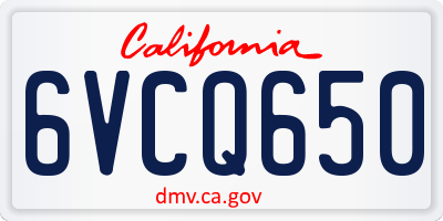 CA license plate 6VCQ650
