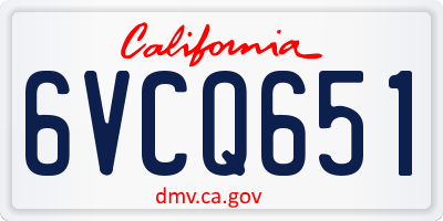 CA license plate 6VCQ651