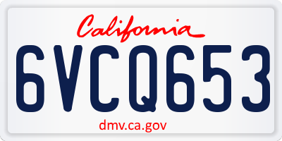 CA license plate 6VCQ653