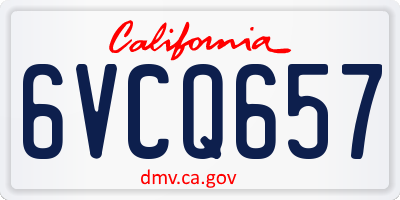CA license plate 6VCQ657