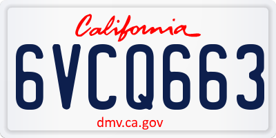 CA license plate 6VCQ663