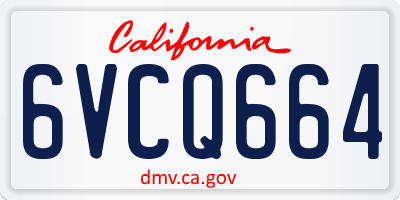 CA license plate 6VCQ664