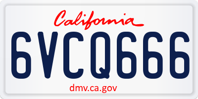 CA license plate 6VCQ666