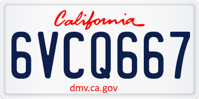 CA license plate 6VCQ667