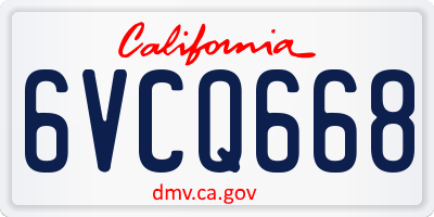 CA license plate 6VCQ668