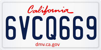 CA license plate 6VCQ669