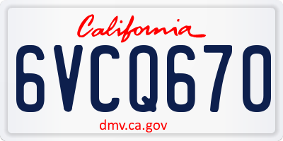CA license plate 6VCQ670