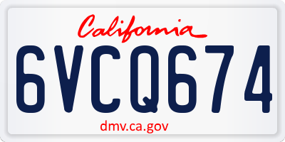 CA license plate 6VCQ674