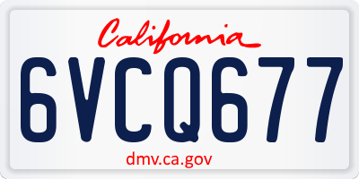 CA license plate 6VCQ677