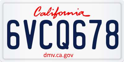 CA license plate 6VCQ678